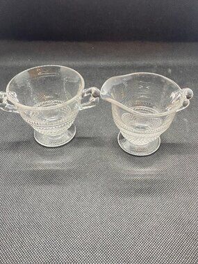 Duncan and Miller Clear Ball Handle Creamer n Sugar